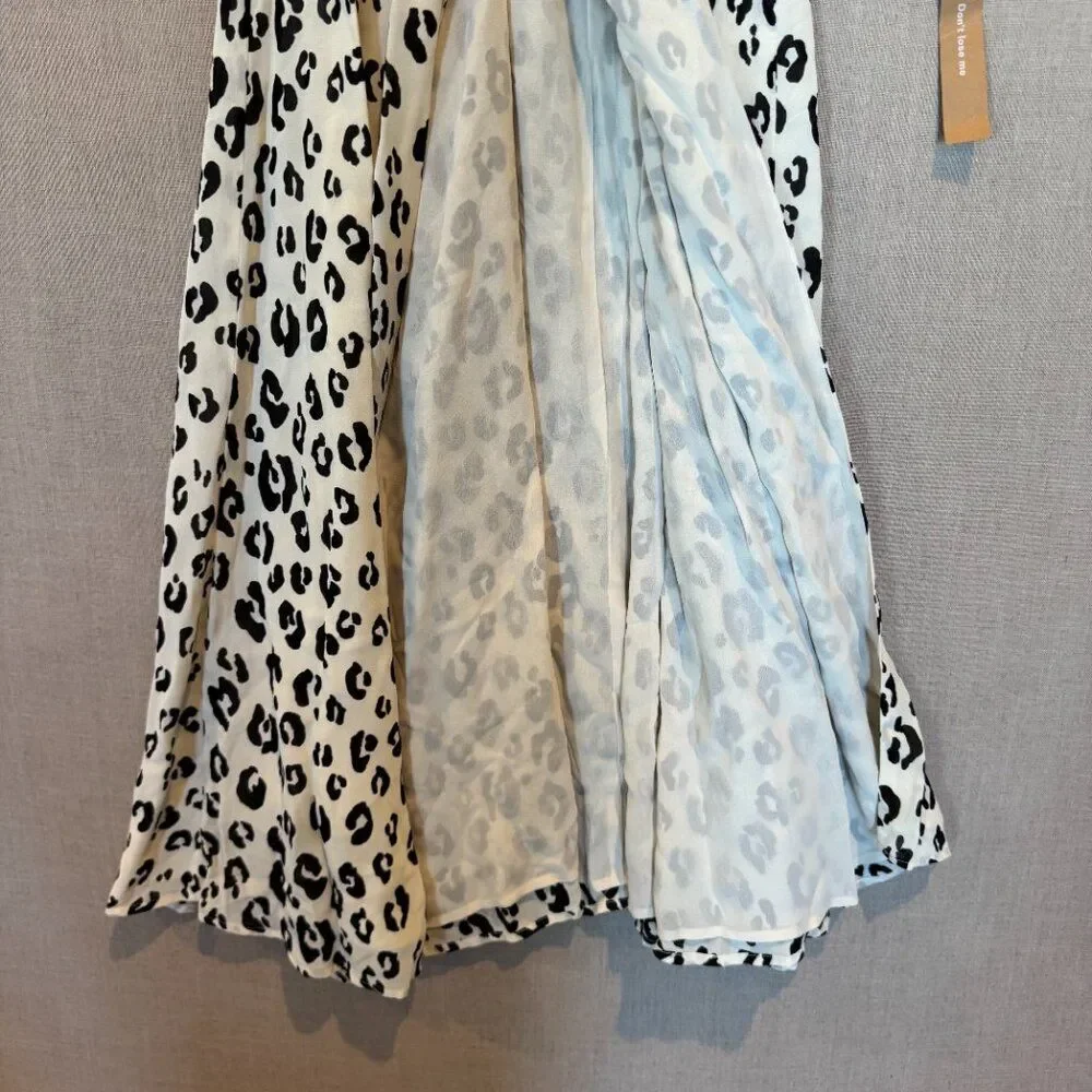Reformation Melba Wrap Dress NWT Snow Leopard XL Long Sleeve Midi Quiet Luxury